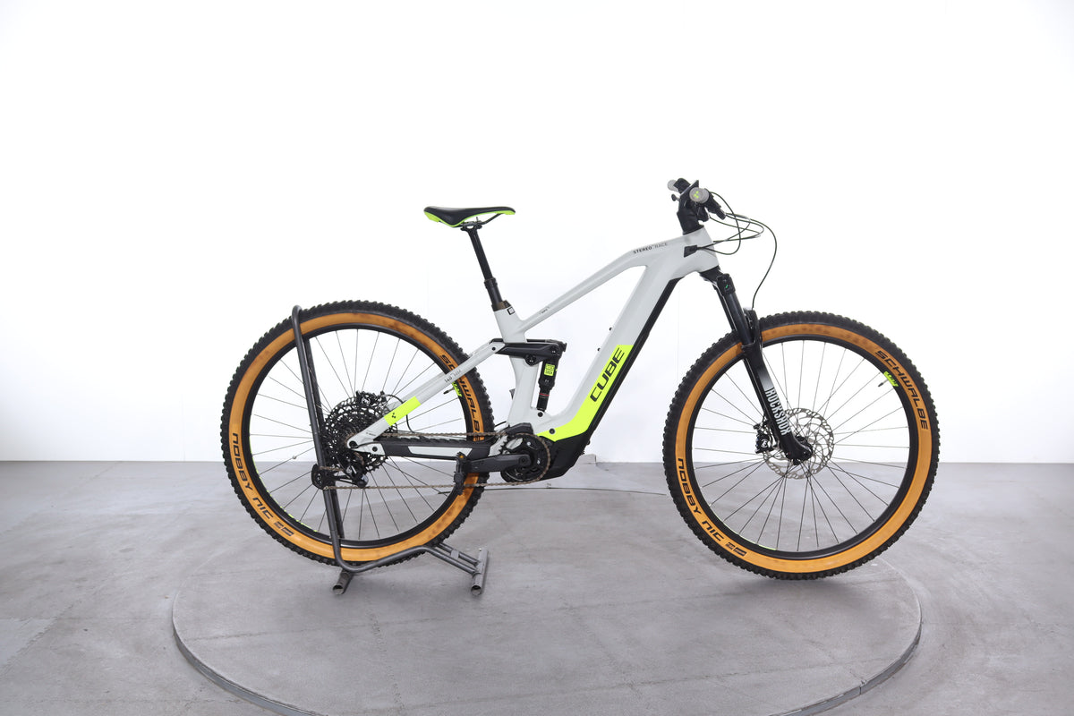 cube stereo hybrid 140 hpc race 625 grey'n'yellow Cube Stereo Hybrid 140 HPC Race Electric Bike refurbished